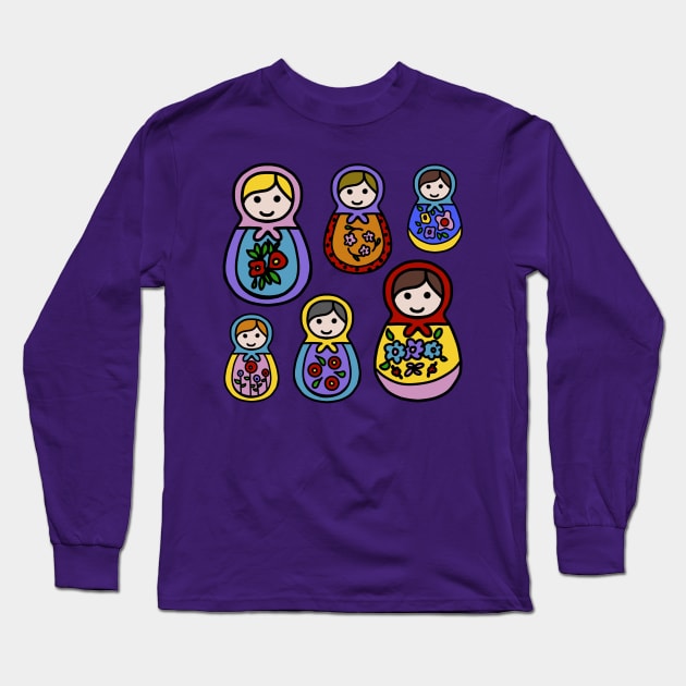 Matryoshka (Russian Stacking) Dolls Long Sleeve T-Shirt by Slightly Unhinged